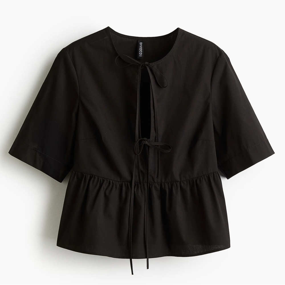 Tie-Detail Poplin Blouse